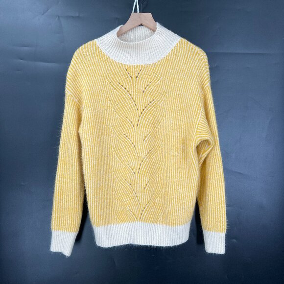 FRNCH Sweaters - FRNCH mockneck butter yellow oversized sweater coastal grandma knit cozy S M